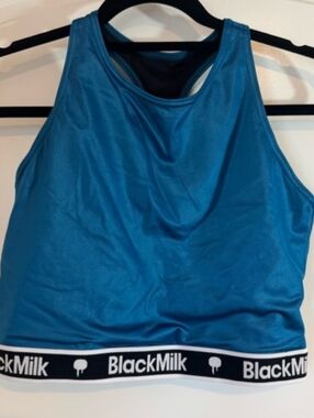 BlackMilk Blue Racerback Athletic Crop with Logo Band